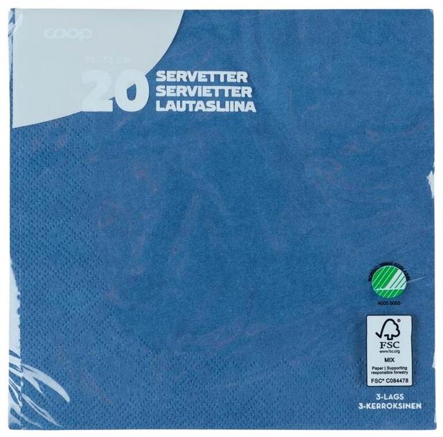 Coop napkin navy blue 33x33cm pack of 20 - Soposopo