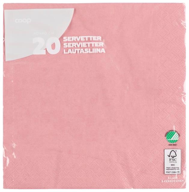 Coop napkin dusty pink 40x40cm pack of 20 - Soposopo