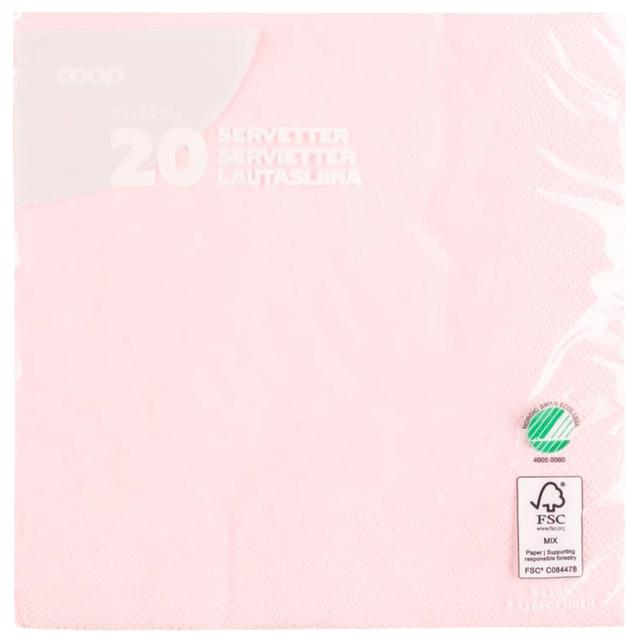 Coop napkin pink 33x33cm pack of 20 - Soposopo
