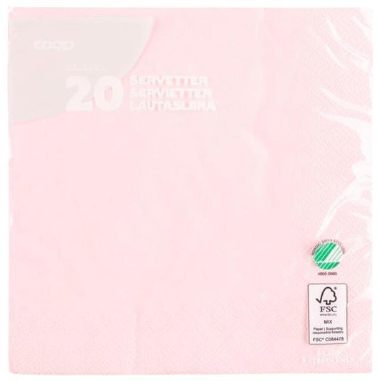 Coop napkin pink 33x33cm pack of 20 - Soposopo