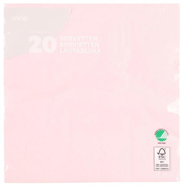 Coop napkin pink 40x40cm pack of 20 - Soposopo
