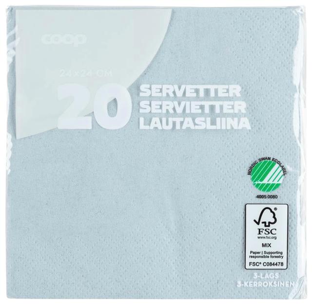 Coop napkin grey 24x24cm pack of 20 - Soposopo