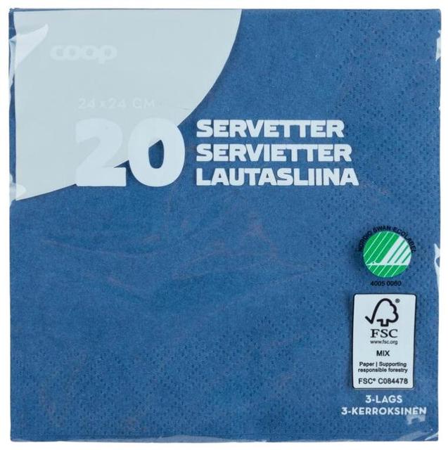 Coop napkin navy blue 24x24cm pack of 20 - Soposopo