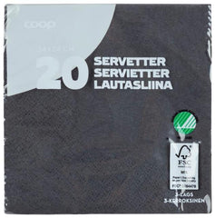 Coop napkin black 24x24cm pack of 20 - Soposopo