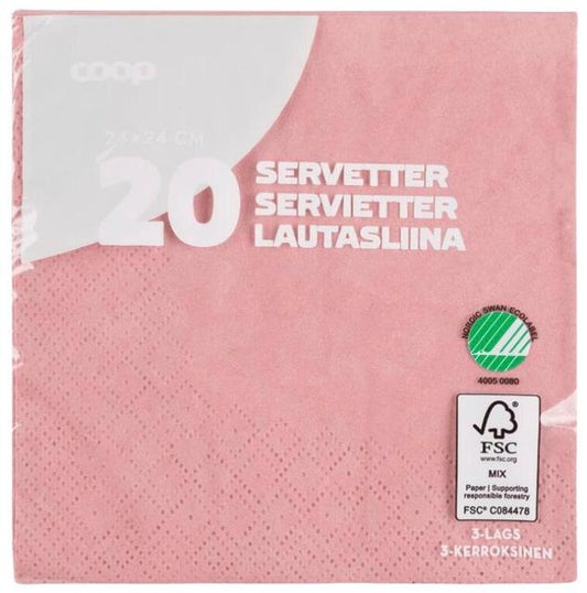 Coop napkin dusty pink 24x24cm pack of 20 - Soposopo