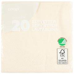 Coop napkin cream white 24x24cm pack of 20 - Soposopo