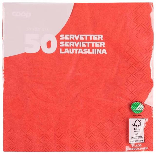 Coop napkin red 33x33cm pack of 50 - Soposopo