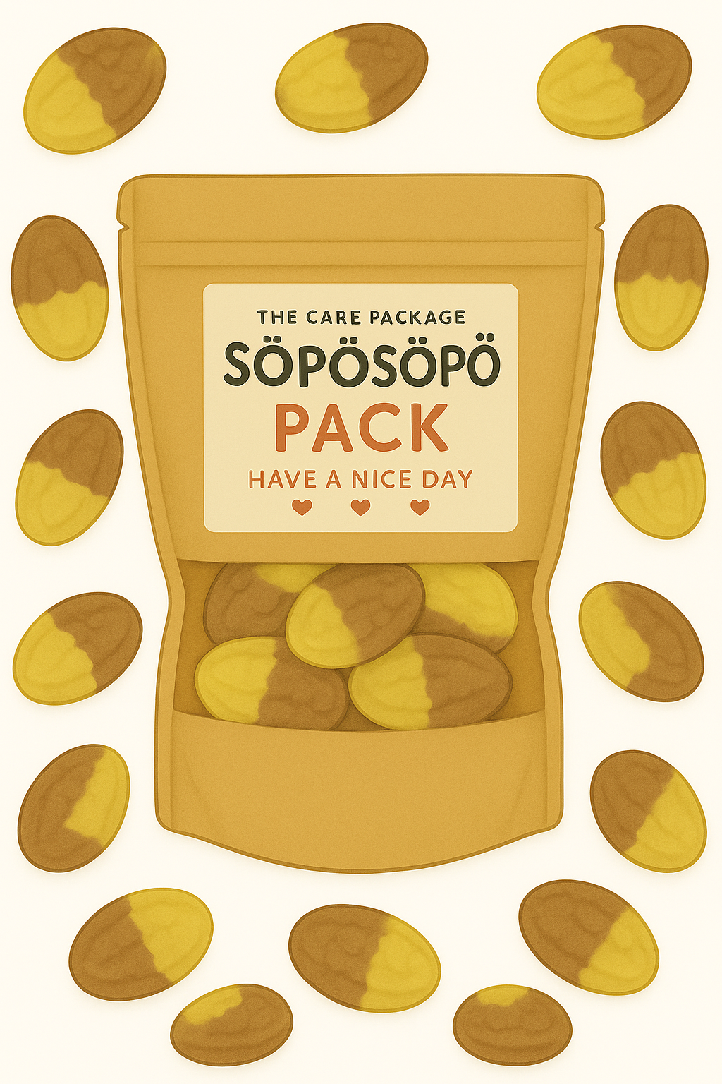 SÖPÖSÖPÖ Scandinavian Treat Pack - BUBS Banana Caramel Ovals Gummy -150g SÖPÖSÖPÖ pack