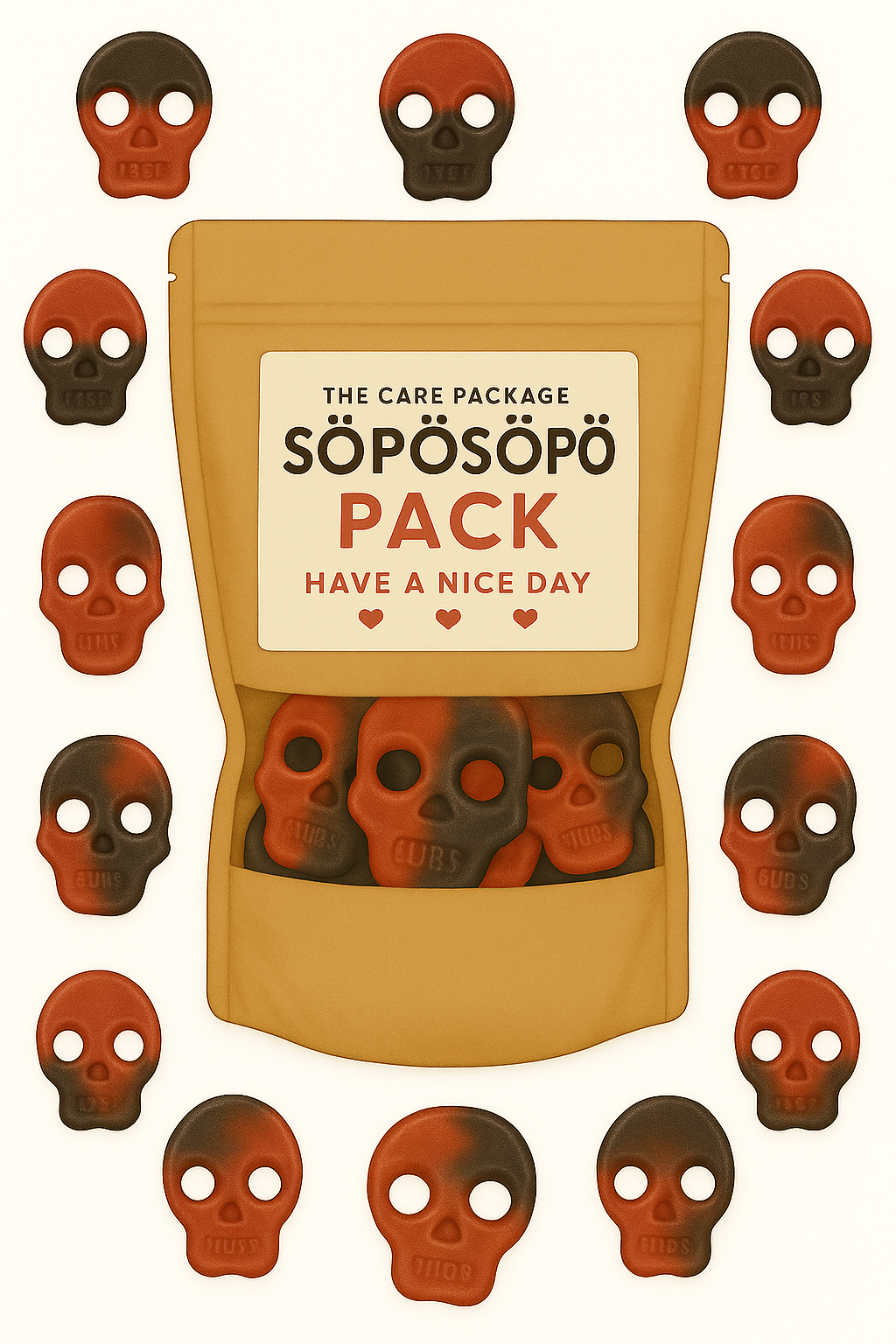 SÖPÖSÖPÖ Scandinavian Treat Pack - BUBS Raspberry & Licorice Skulls Gummy - 150g SÖPÖSÖPÖ pack