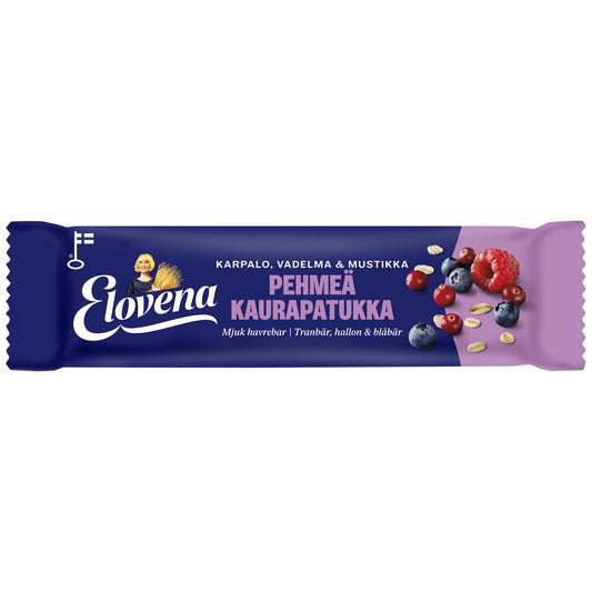 Elovena Cranberry Raspberry Blueberry Oat Cookie Bar 30g – product photo