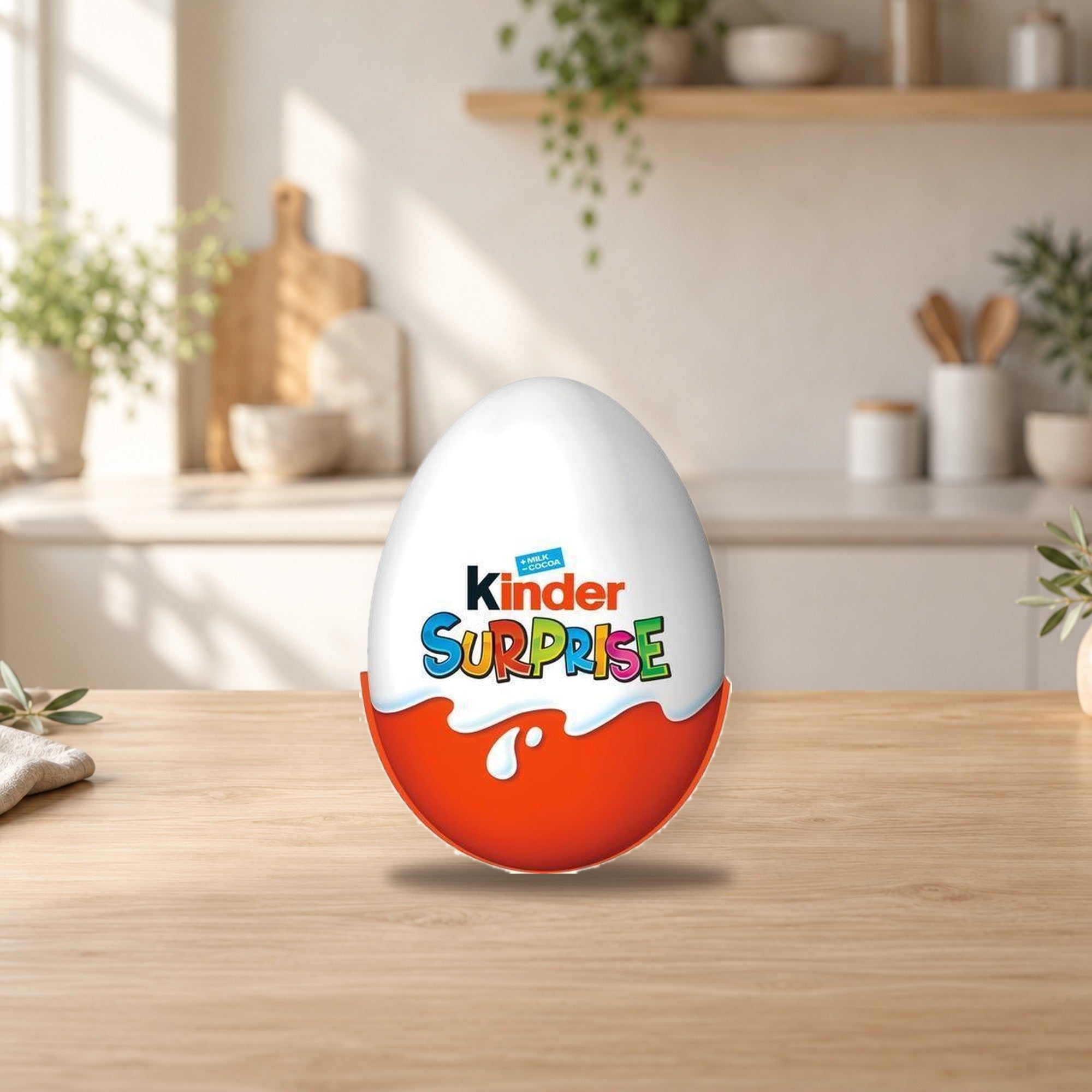Kinder Surprise Milk Chocolate Figure with Toy – product photo on a table
