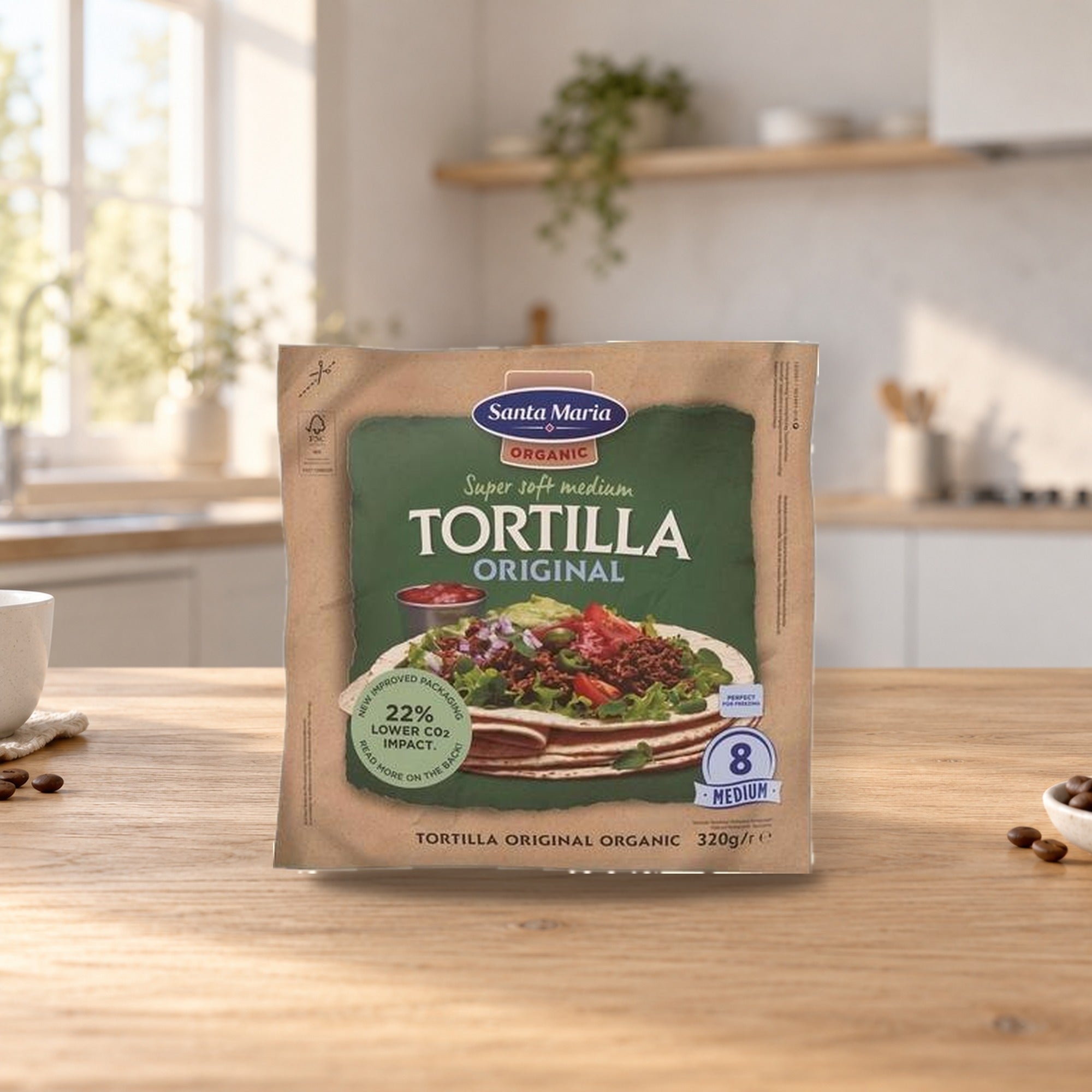 Santa Maria Organic Medium Wheat Tortillas – product photo on a table
