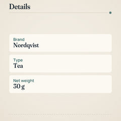 Nordqvist Hellä White & Blackcurrant Tea 30g Box – product details