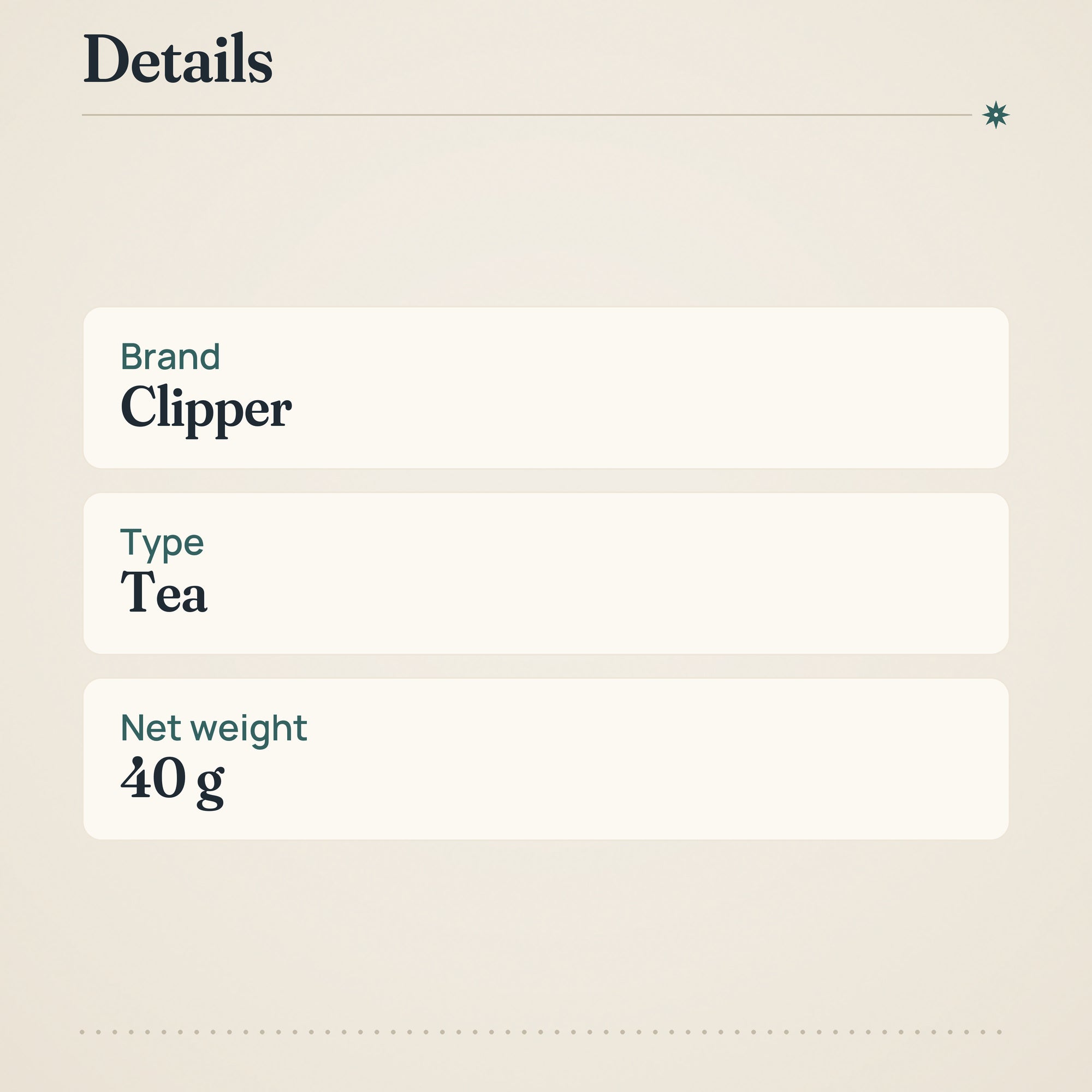 Clipper Organic Green Tea Bags – product details