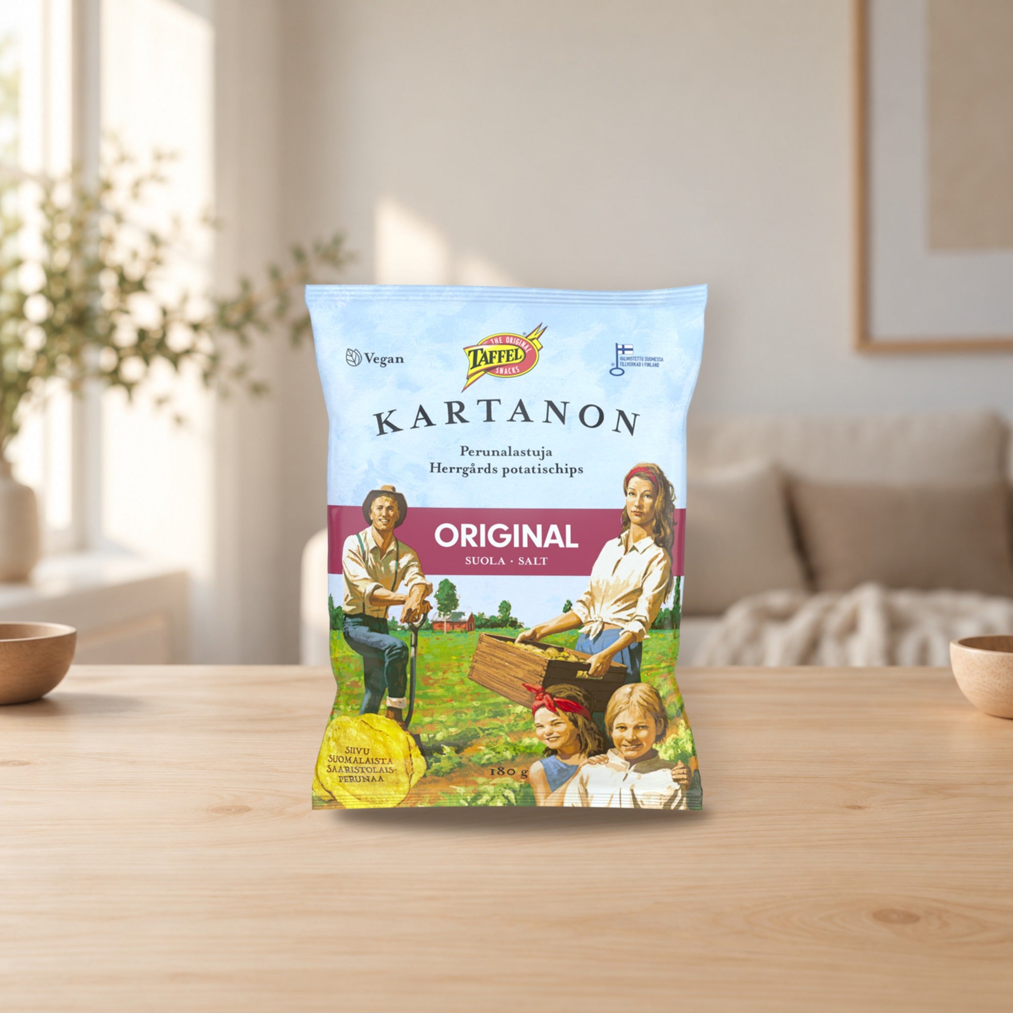 Taffel Kartanon Original Snacks 180g – product photo on a table