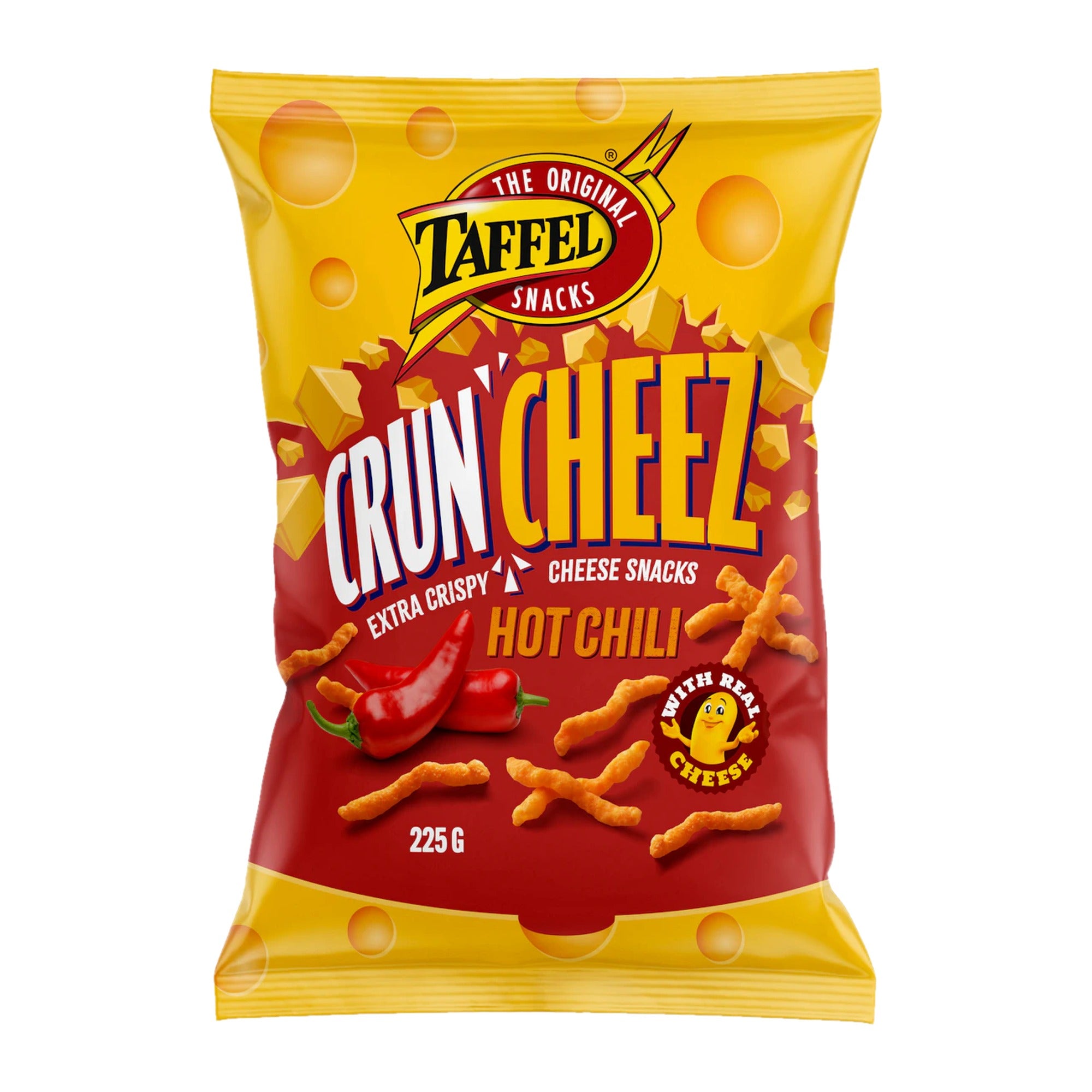 Taffel CrunCheez Hot Chili Cheese Snacks 225g Pack – product photo