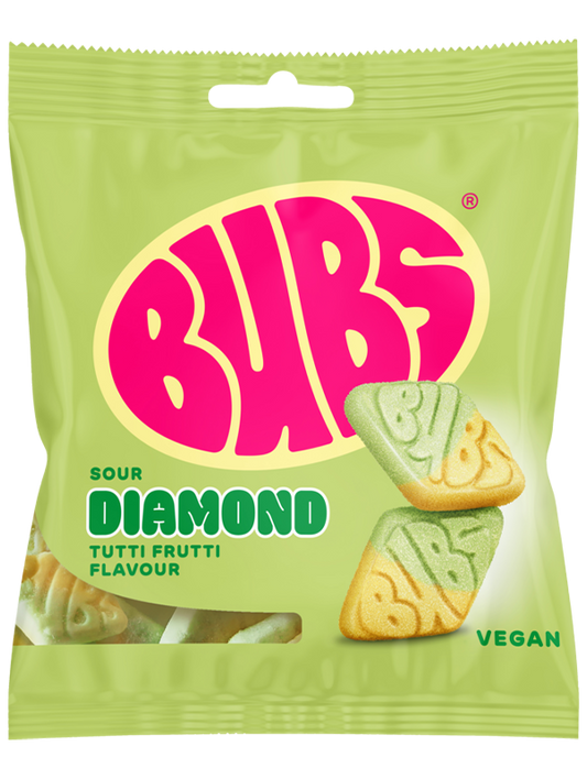 Bubs Sour Diamond Tutti Frutti flavour candy 155g bag