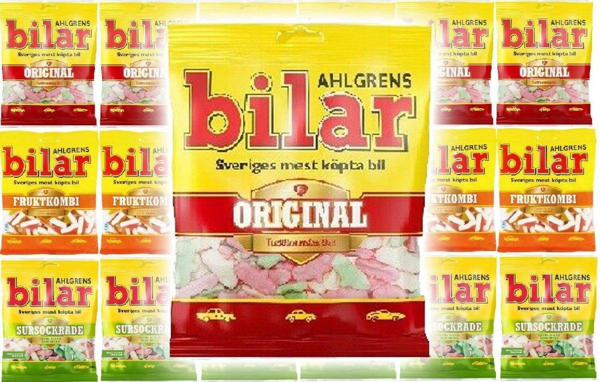 Ahlgrens Bilar - 3 Flavor Set - Soft Chewy Swedish Candy Cars 18 pack - Soposopo