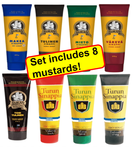 Auran Sinappi and Turun Sinappi Mustard Mix Set 275g x 8 Tubes - Soposopo