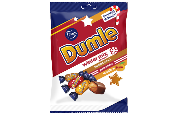 Fazer Dumle Winter Mix Candy Bag 180g | Chocolate-Coated Toffee