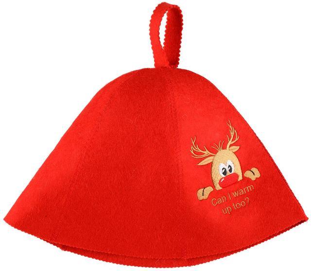 Winteria sauna hat reindeer red - Soposopo