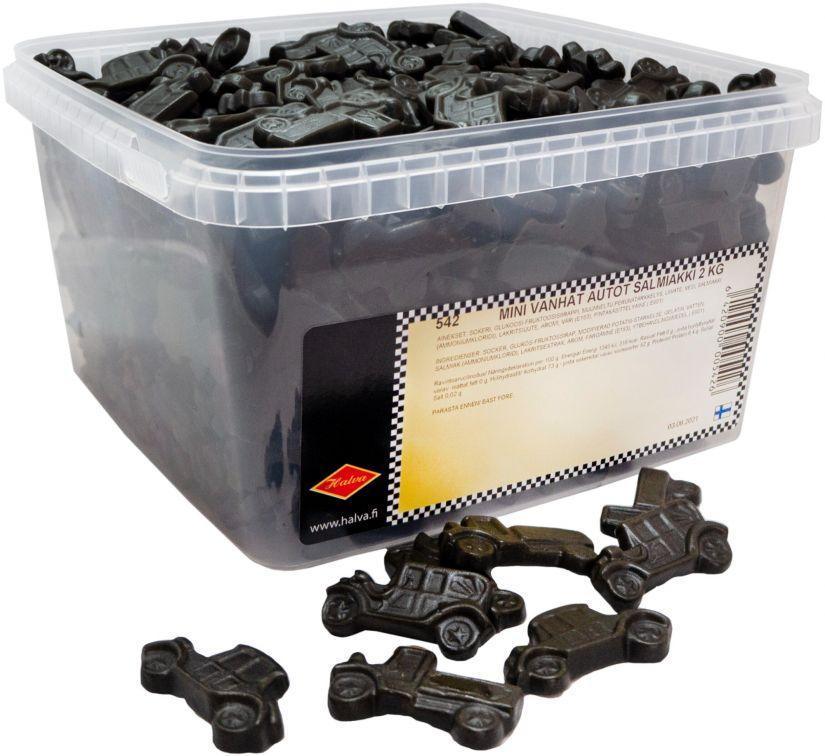 Halva Old Cars Mini Salmiakki Licorice 2kg Box - Soposopo