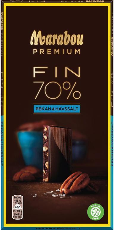 Marabou Premium FIN 70% Pekan & Havssalt chocolate bar 100g - Soposopo