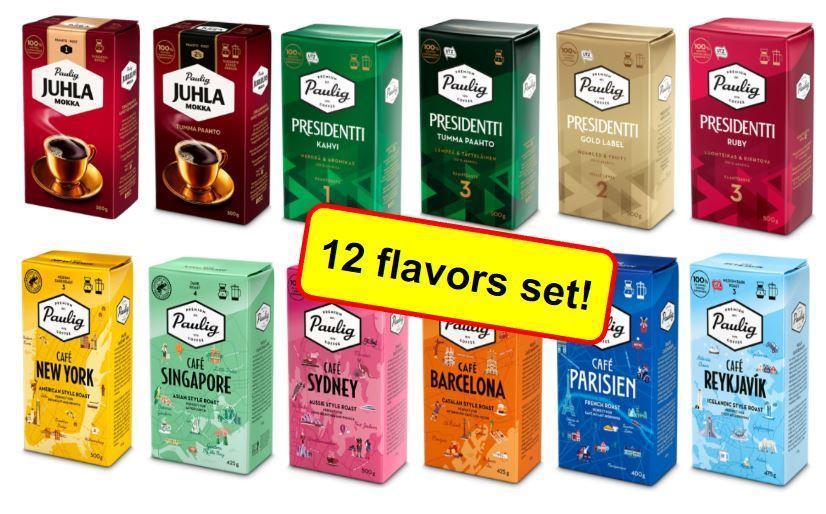 Paulig Coffee Mix Set 12 Packs Filter Blend Ground Coffee - Soposopo