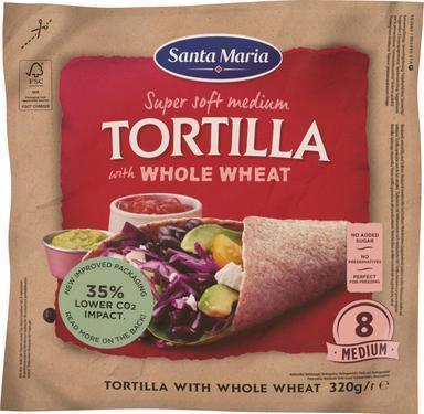 Santa Maria Tortilla Whole Wheat Medium 8 pieces 320 g - Soposopo
