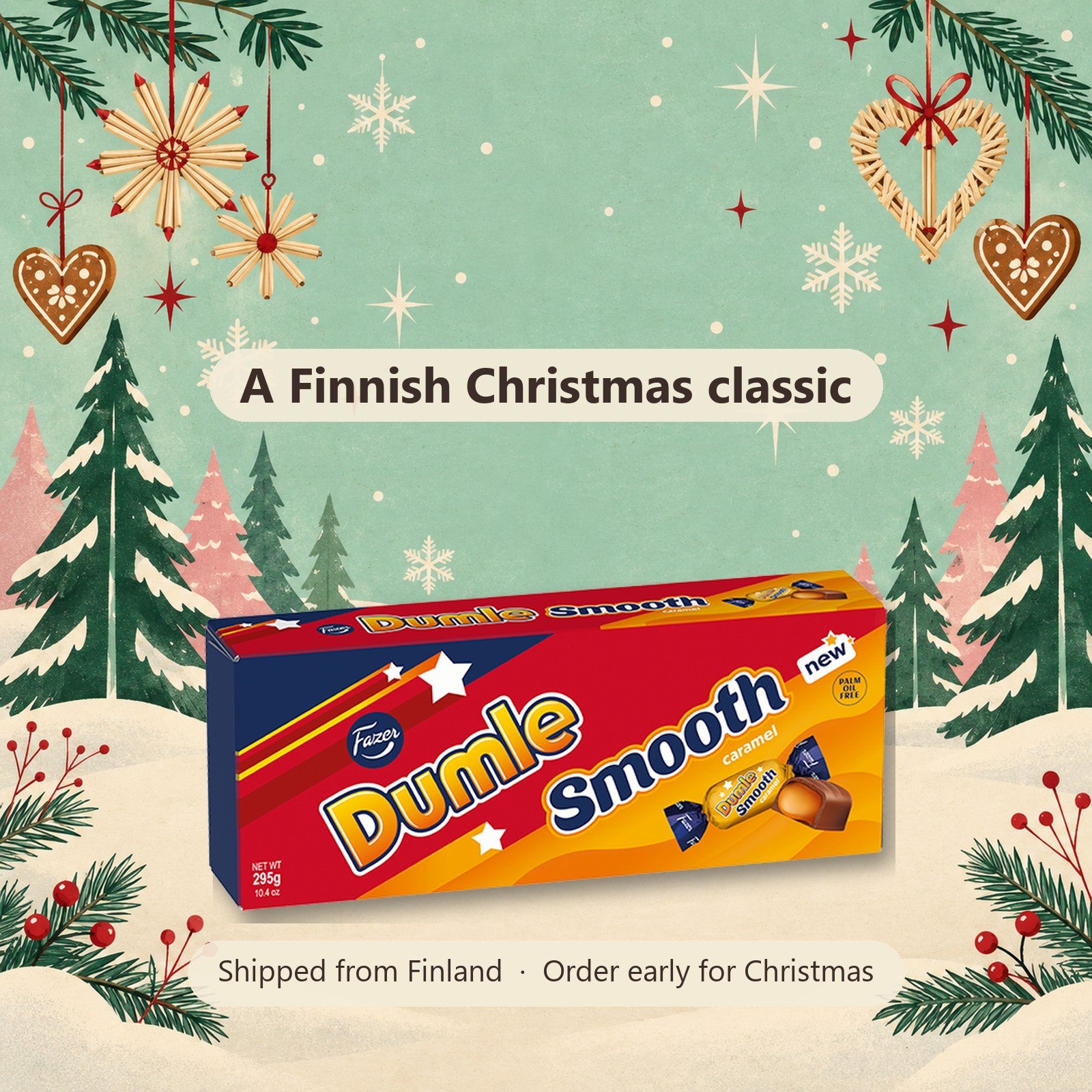 Fazer Dumle Smooth Caramel Chocolate Box 295g - Finnish Christmas gift, shipped from Finland