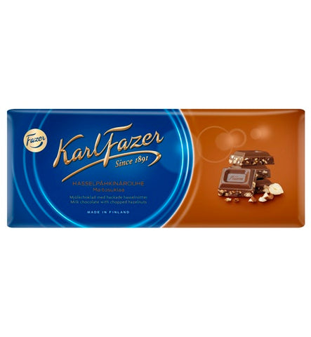 Fazer Karl Fazer Chopped Hazelnuts in milk Chocolate 1 bar of 200g 7.1oz