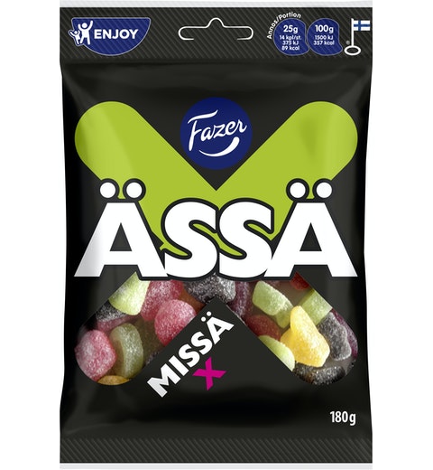 Fazer Assa Missa X wine gums fruit and Licorice Gummy 1 Pack of 180g 6.3oz
