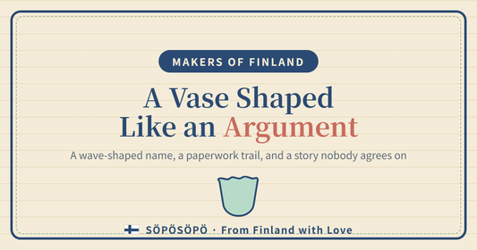 A Vase Shaped Like an Argument — retro illustration of a pale green vase with a wavy rim on cream lined paper