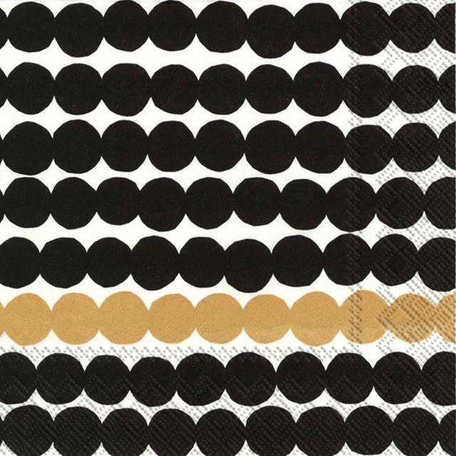 Marimekko 25cm Räsymatto black gold napkin pack of 20