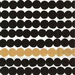 Marimekko 25cm Räsymatto black gold napkin pack of 20