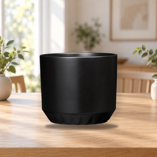 Arabia Ilona Flower Pot 120x140mm Matte Black – product photo on a table