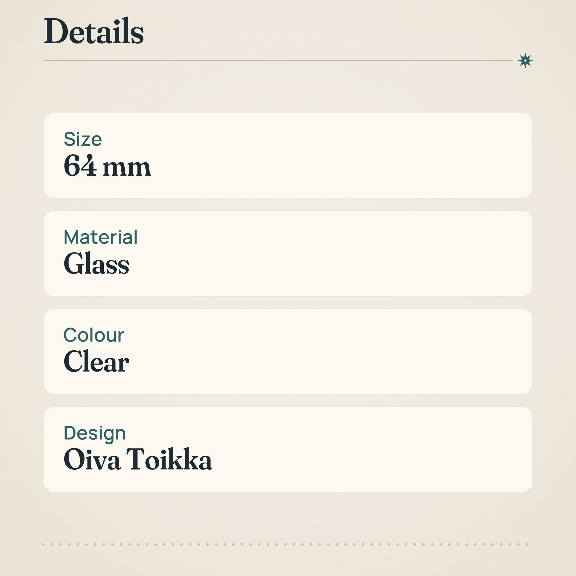 Iittala Kastehelmi Votive 64mm Matt Clear Glass Candle Holder – product details