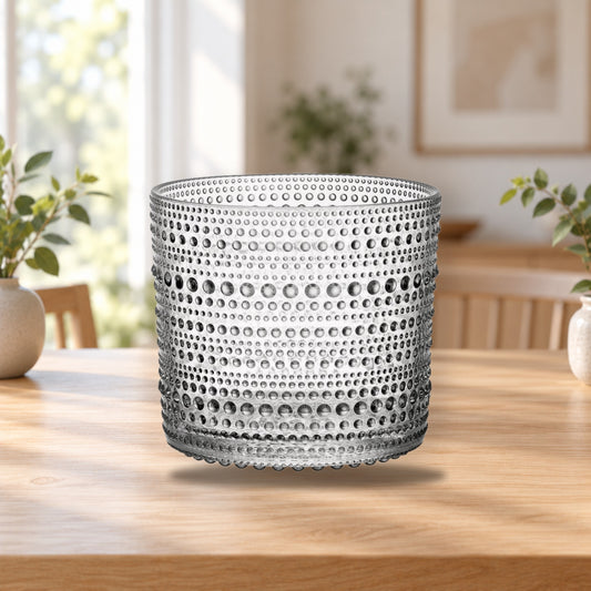 Iittala Kastehelmi Flower Pot 111x101 mm Clear – product photo on a table