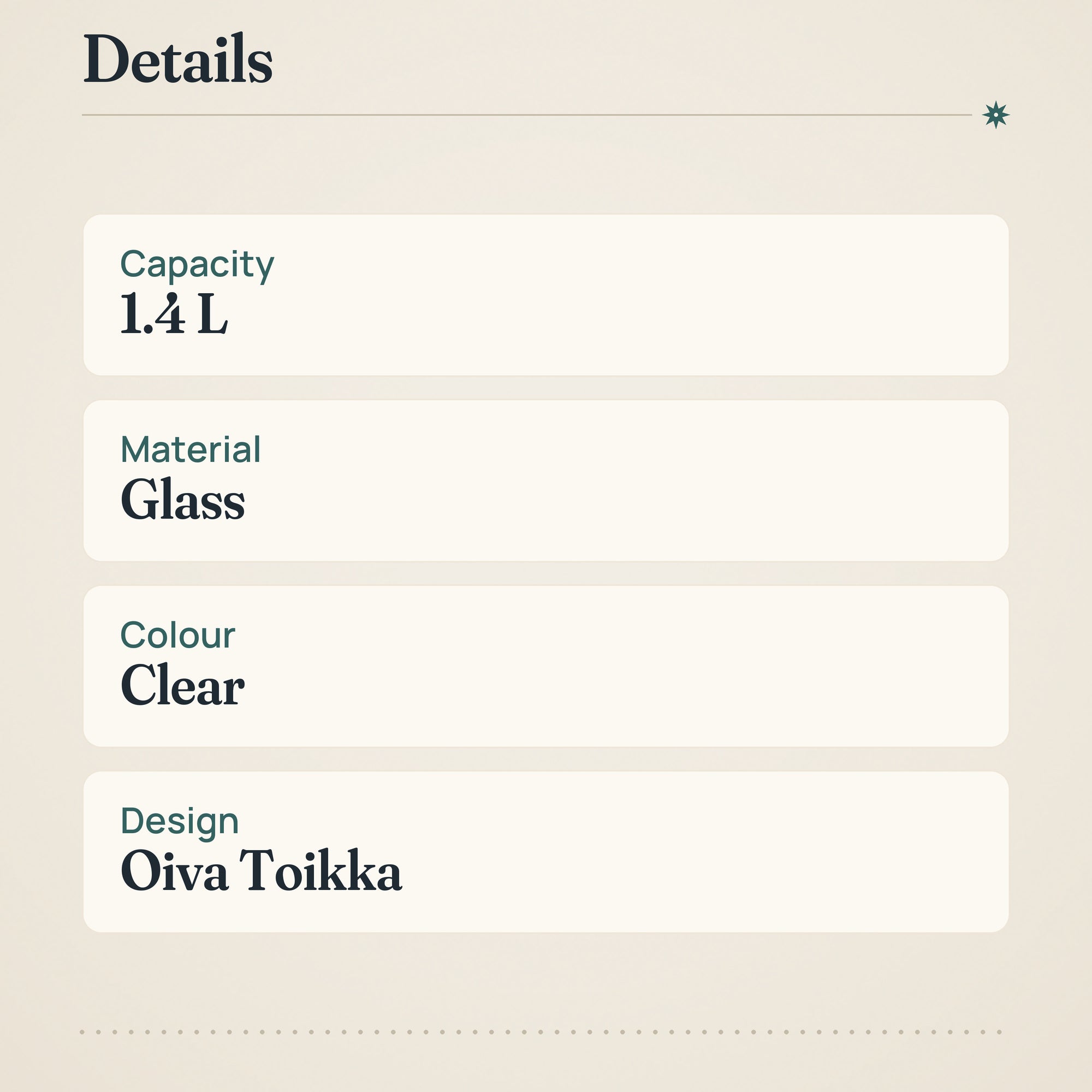 Iittala Kastehelmi Serving Bowl 1.4L Clear Glass – product details