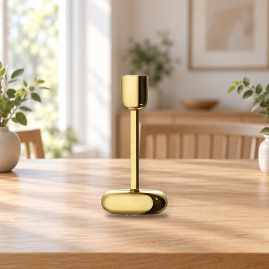 Iittala Nappula Candleholder 183mm Brass – product photo on a table