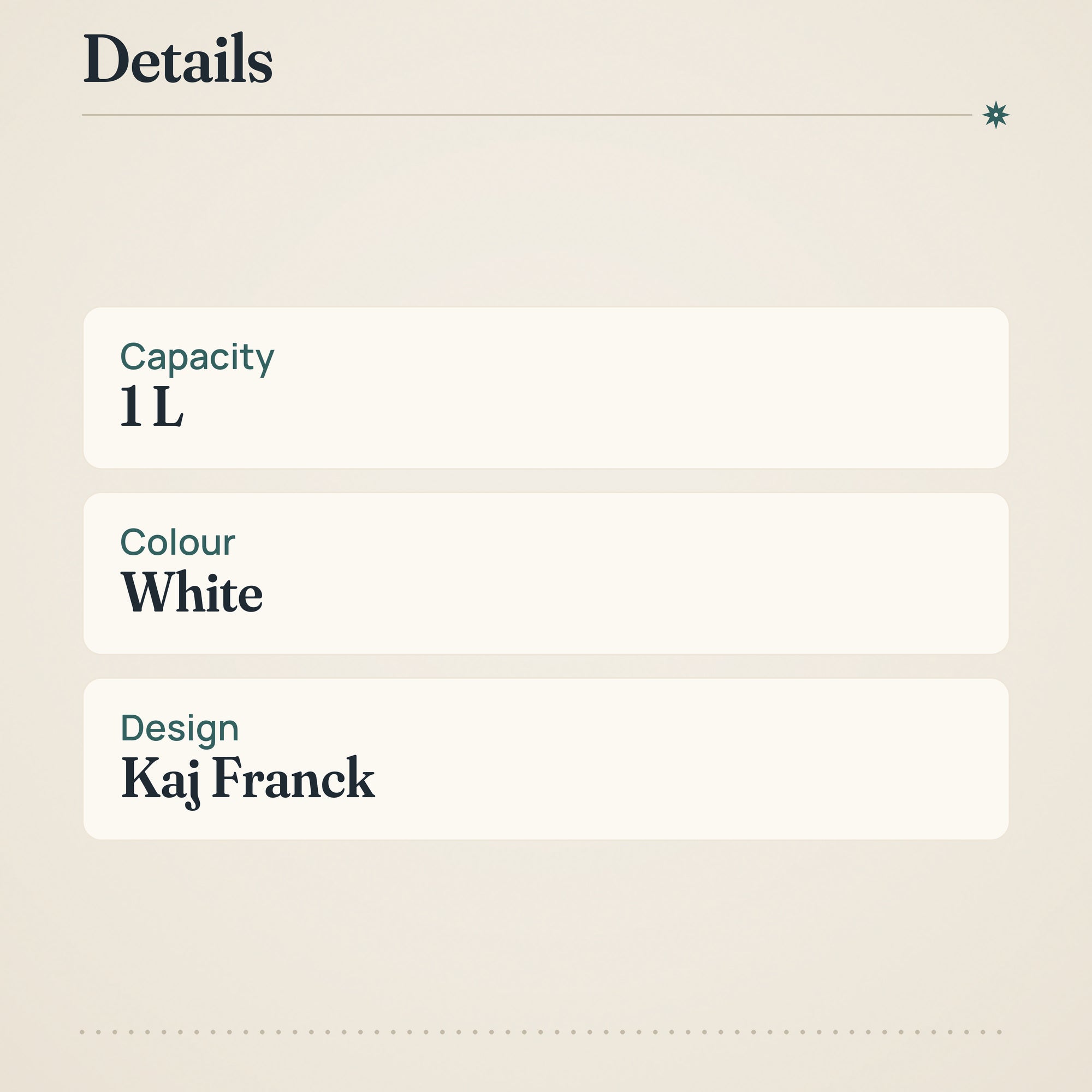 Iittala Teema Teapot 1L White – product details