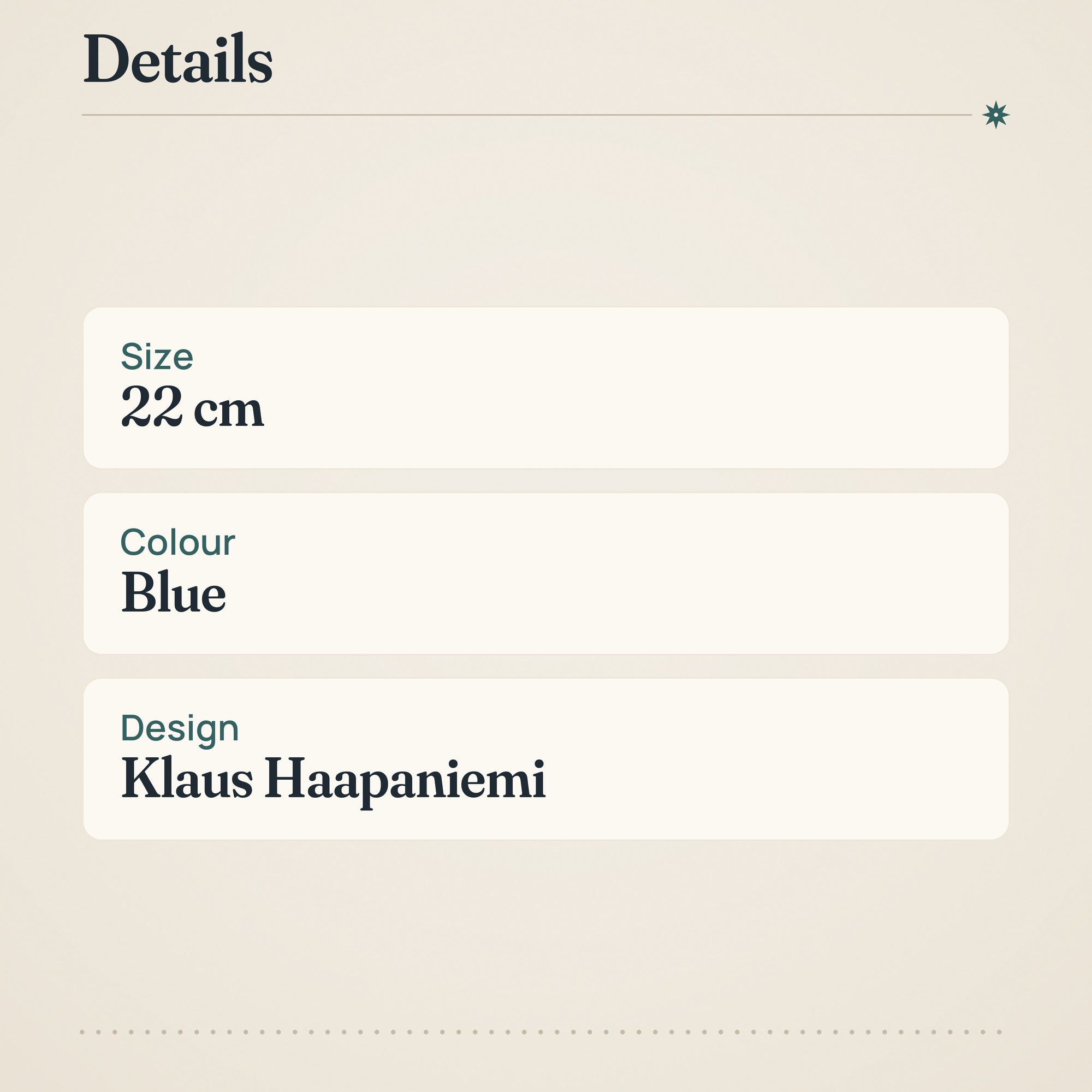 Iittala Taika Blue Flat Plate 22cm – product details