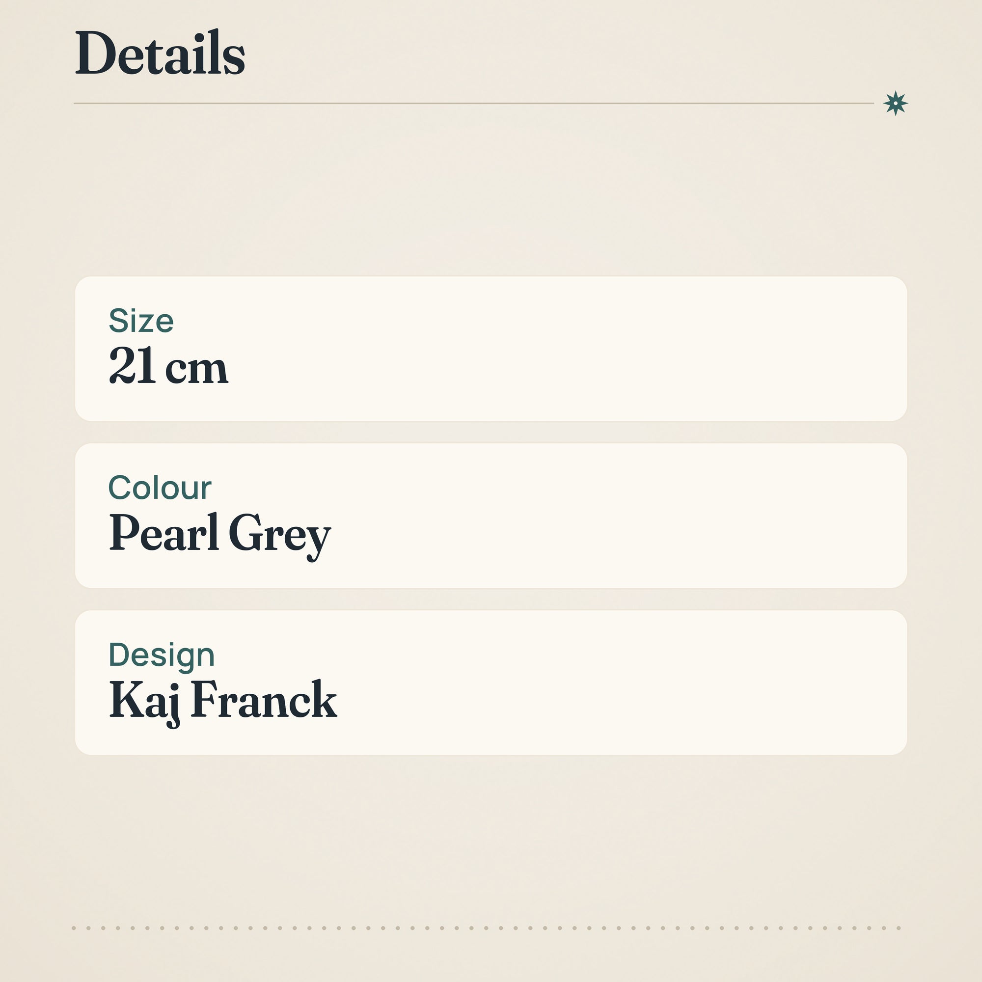 Iittala Teema Deep Plate 21cm Pearl Grey – product details