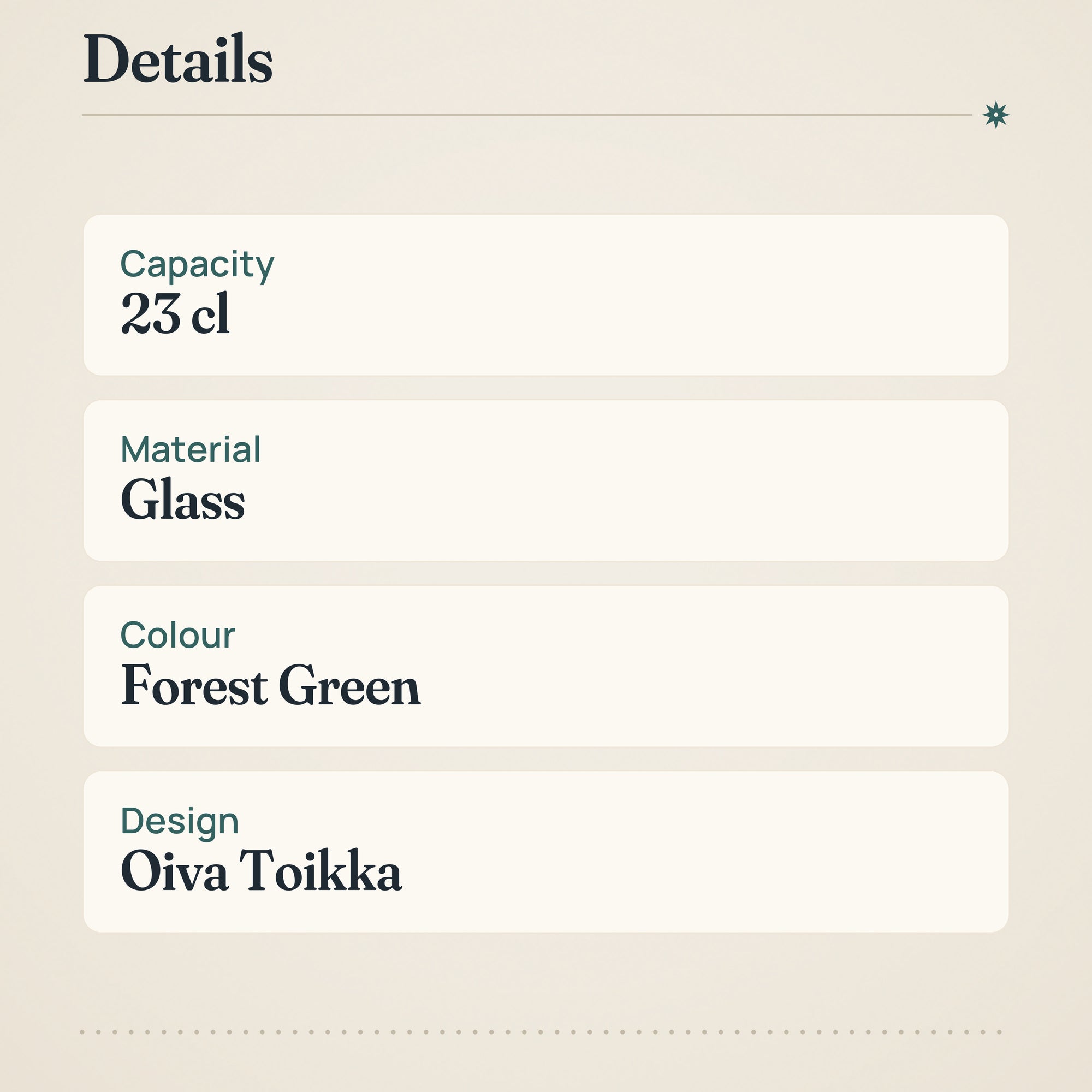 Iittala Kastehelmi Bowl 23cl Forest Green Glass Decor – product details