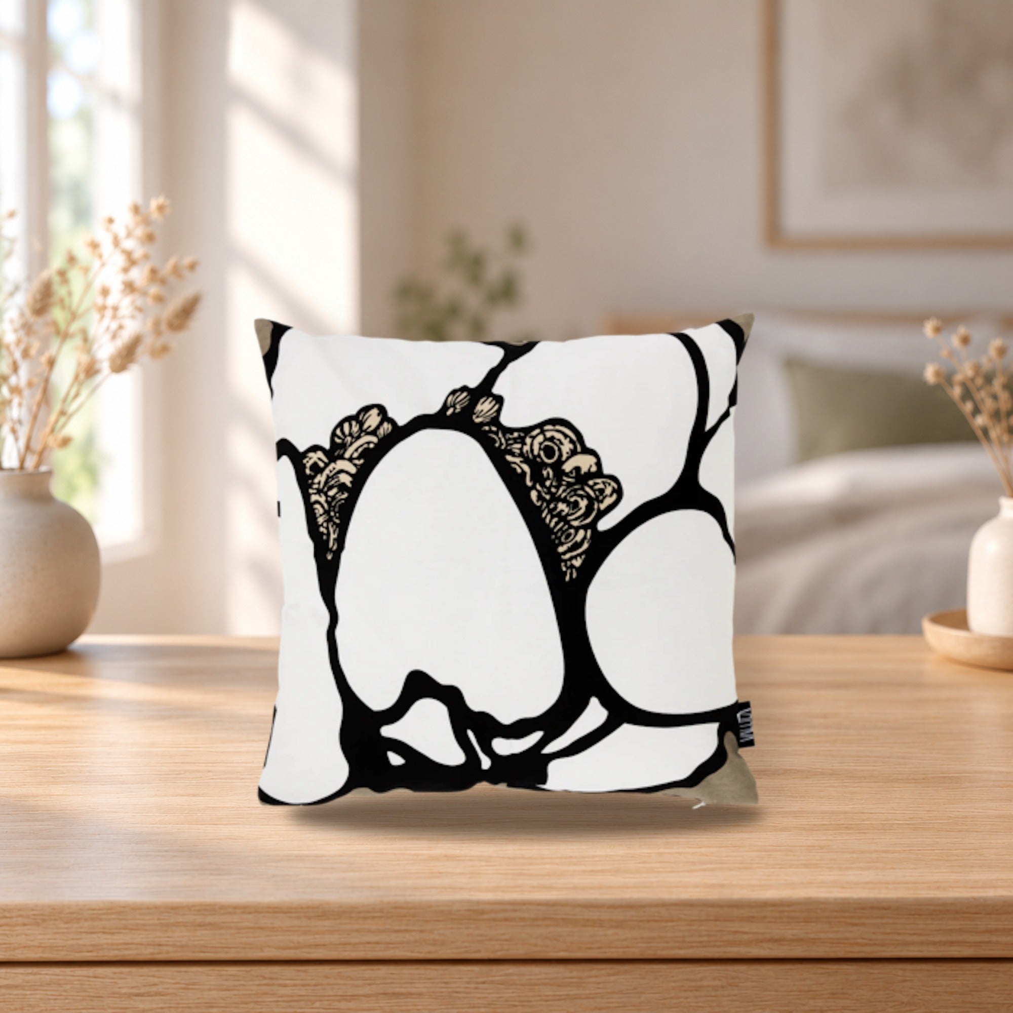 Vallila Makeba Cushion Cover 43x43cm Clay – product photo on a table