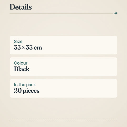 Coop Black Napkins 33x33cm Pack of 20 – product details