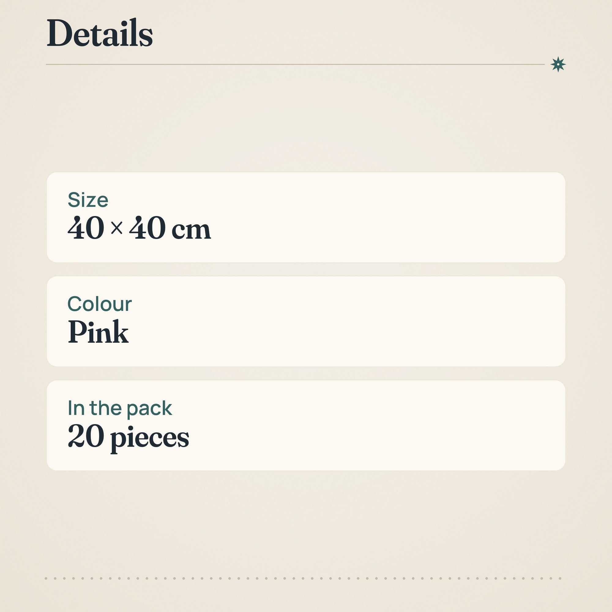 Coop Pink Napkin 40x40cm Pack of 20 – product details