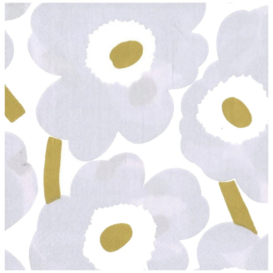 Marimekko Unikko White Silver Napkins Pack of 20 – product photo