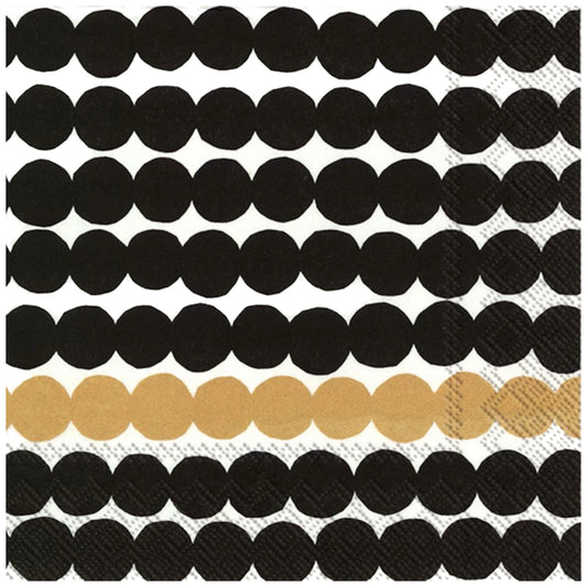 Marimekko Räsymatto Black Gold Napkin Pack of 20 – product photo