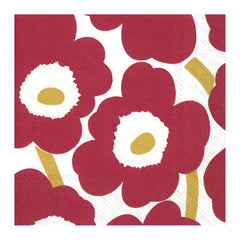 Marimekko Unikko Dark Red Gold Napkins Pack of 20 – product photo